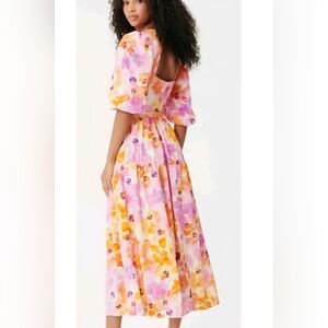 Nicholas Cottagecore Boho Resort Floral Dreamy Linen Blend Maxi Dress Size 2